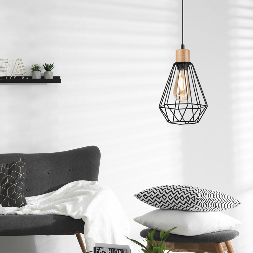 Brilagi - Pakabinamas sietynas WOODY BASKET 1xE27/60W/230V ąžuolas