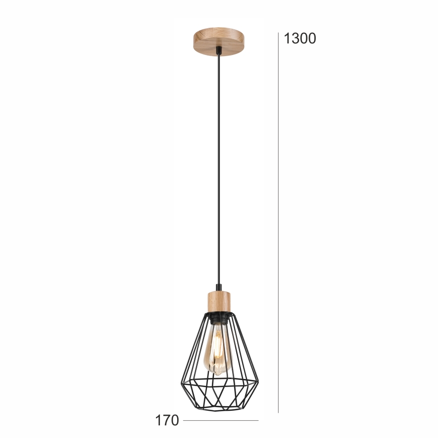 Brilagi - Pakabinamas sietynas WOODY BASKET 1xE27/60W/230V ąžuolas
