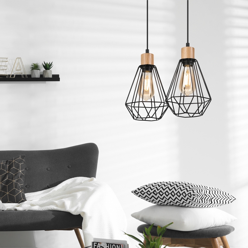 Brilagi - Pakabinamas sietynas WOODY BASKET 2xE27/60W/230V ąžuolas