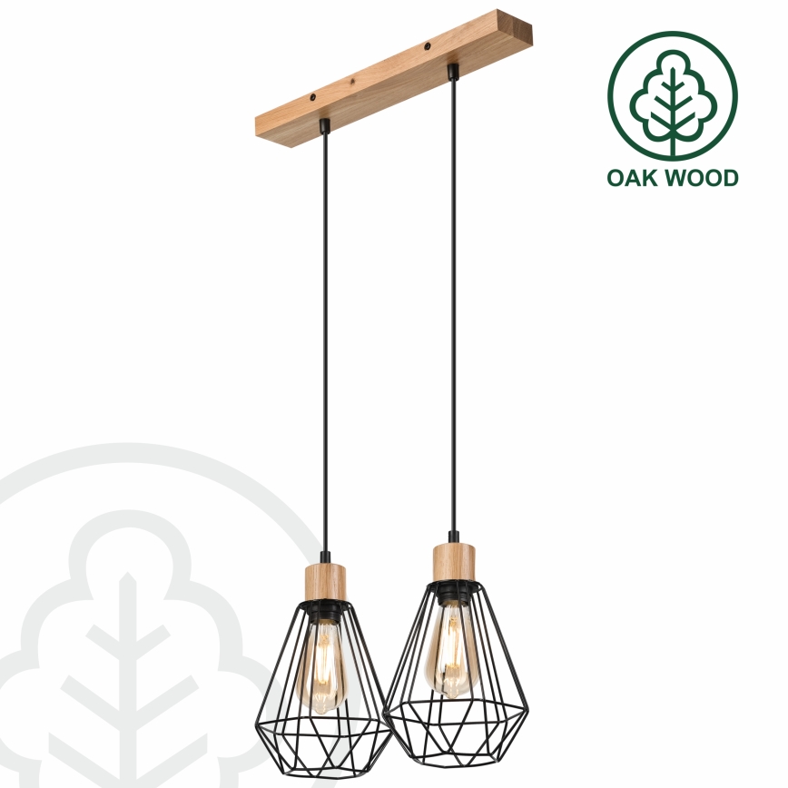 Brilagi - Pakabinamas sietynas WOODY BASKET 2xE27/60W/230V ąžuolas