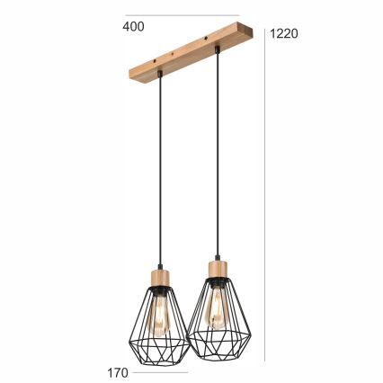 Brilagi - Pakabinamas sietynas WOODY BASKET 2xE27/60W/230V ąžuolas