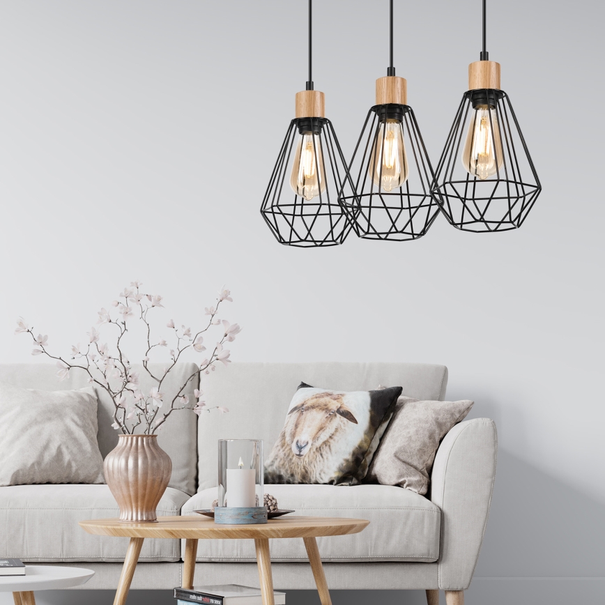 Brilagi - Pakabinamas sietynas WOODY BASKET 3xE27/60W/230V ąžuolas