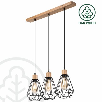 Brilagi - Pakabinamas sietynas WOODY BASKET 3xE27/60W/230V ąžuolas