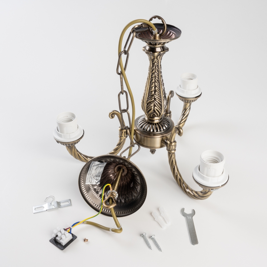 BRILAGI - Pakabinamas šviestuvas ant grandinės CLASSIC 3xE14/10W/230V žalvarinis