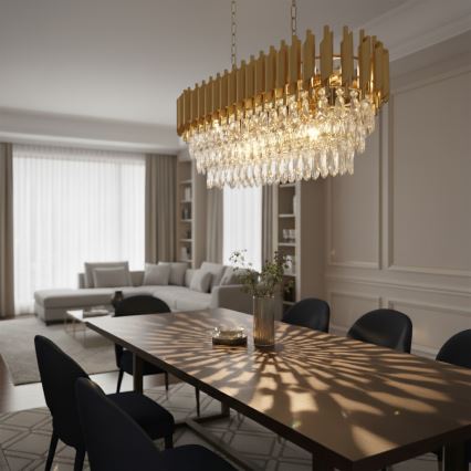 Brilagi - Pakabinamas šviestuvas ant grandinės ECLIPSE 10xE14/10W/230V 78x28 cm auksinis