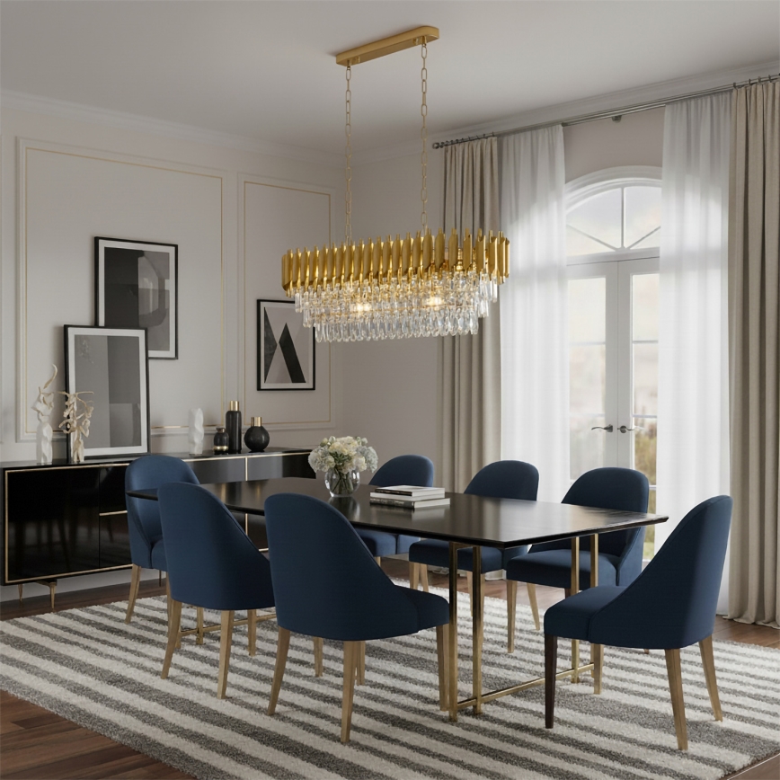 Brilagi - Pakabinamas šviestuvas ant grandinės ECLIPSE 10xE14/10W/230V 78x28 cm auksinis