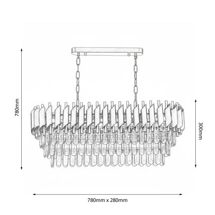 Brilagi - Pakabinamas šviestuvas ant grandinės ECLIPSE 10xE14/10W/230V 78x28 cm auksinis