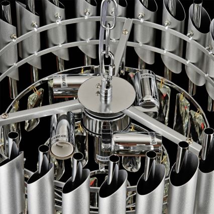 Brilagi - pakabinamas šviestuvas ant grandinės ECLIPSE 5xE14/10W/230V, skersmuo 38 cm, sidabrinis