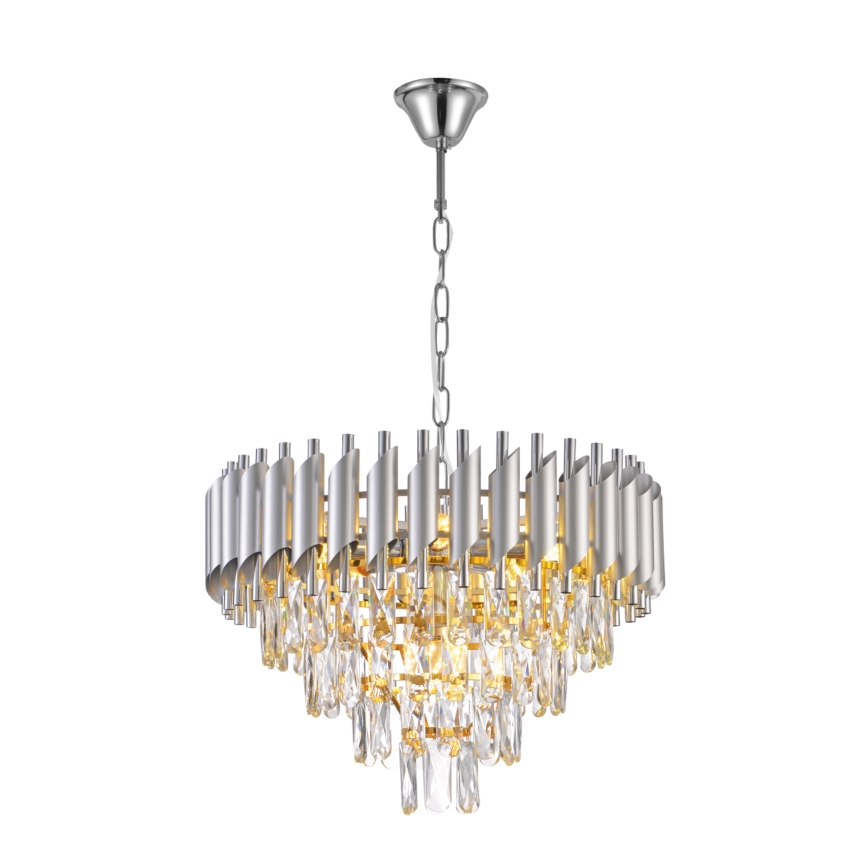 Brilagi - Pakabinamas šviestuvas ant grandinės ECLIPSE 7xE14/10W/230V Ø 48 cm, sidabrinis