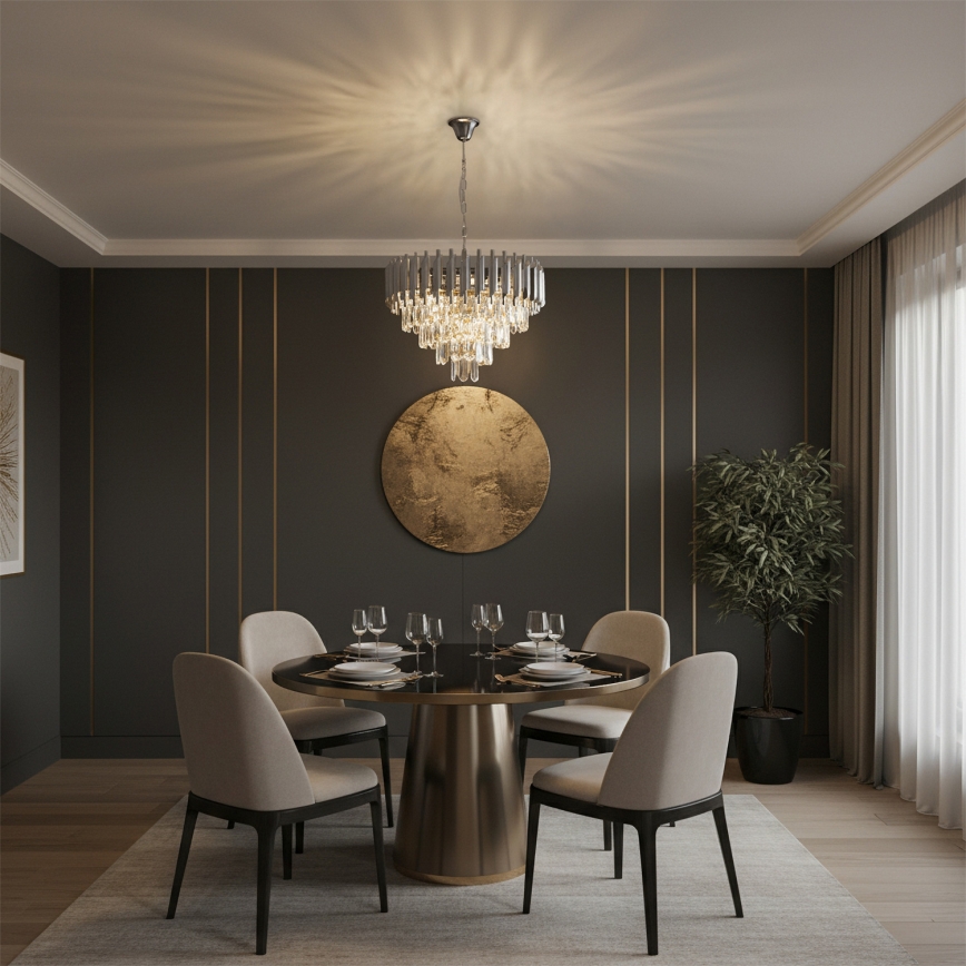 Brilagi - Pakabinamas šviestuvas ant grandinės ECLIPSE 7xE14/10W/230V Ø 48 cm, sidabrinis