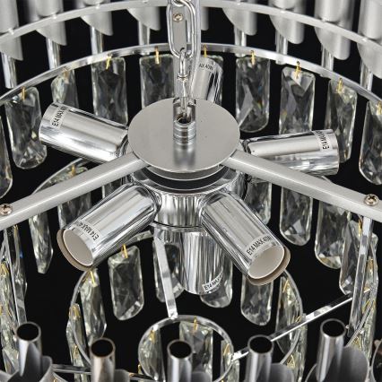 Brilagi - Pakabinamas šviestuvas ant grandinės ECLIPSE 7xE14/10W/230V Ø 48 cm, sidabrinis