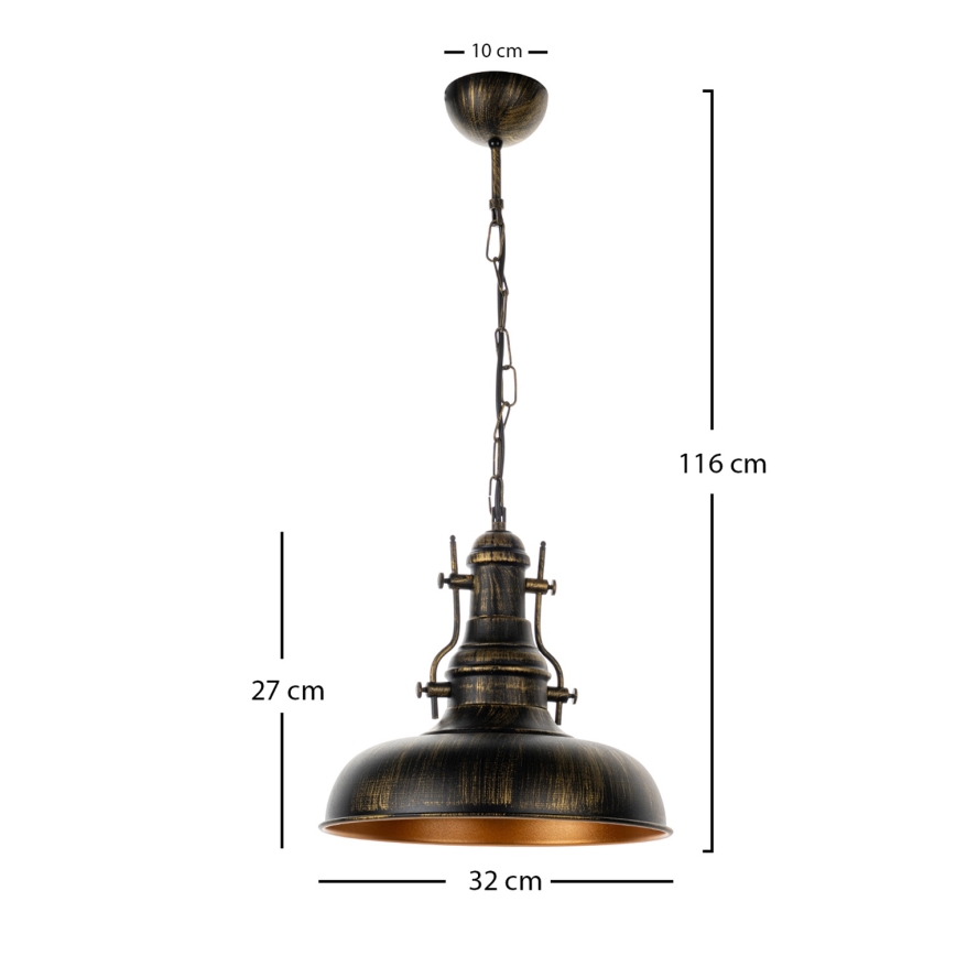 Brilagi - Pakabinamas šviestuvas ant grandinės PYRONIC 1xE27/40W/230V, skersmuo 32 cm, bronzinė/patina