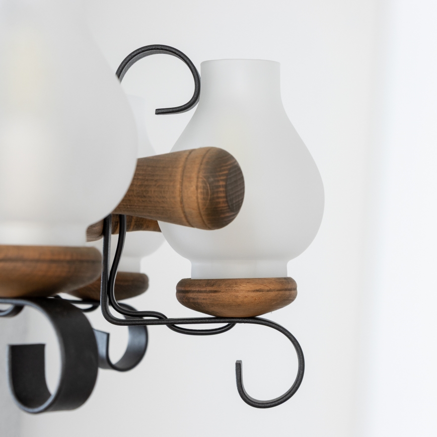 Brilagi - Pakabinamas šviestuvas ant grandinės TIMONA 8xE14/40W/230V Ø 70 cm, iš buko