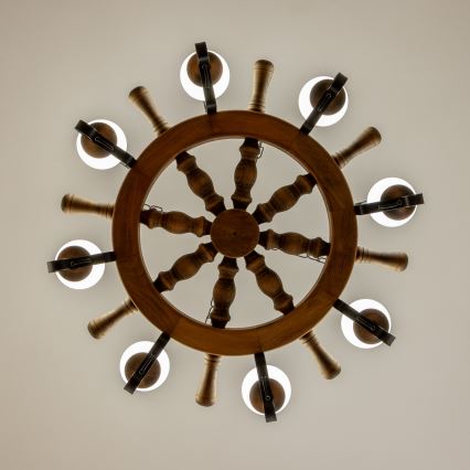 Brilagi - Pakabinamas šviestuvas ant grandinės TIMONA 8xE14/40W/230V Ø 70 cm, iš buko