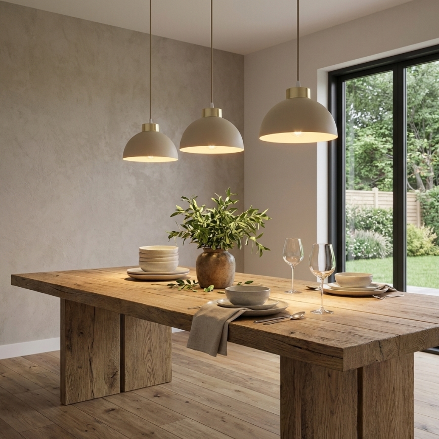 Brilagi - pakabinamas šviestuvas ant laido 1xE27/60W/230V Ø 18 cm smėlinė/auksinė