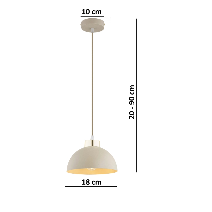 Brilagi - pakabinamas šviestuvas ant laido 1xE27/60W/230V Ø 18 cm smėlinė/auksinė