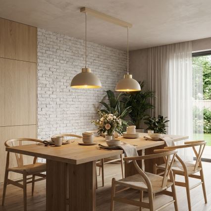 Brilagi - Pakabinamas šviestuvas ant laido 2xE27/60W/230V smėlinė/auksinė