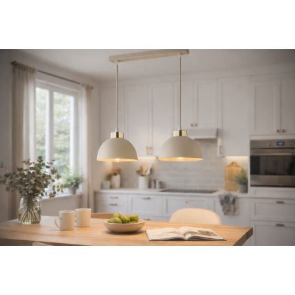 Brilagi - Pakabinamas šviestuvas ant laido 2xE27/60W/230V smėlinė/auksinė