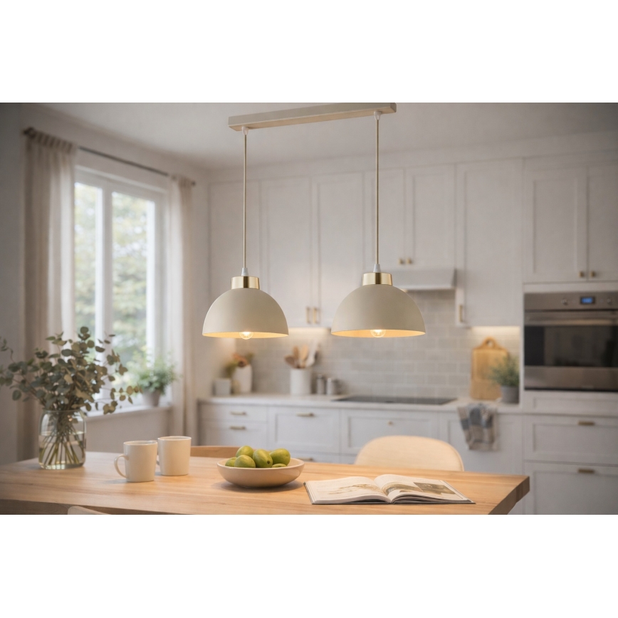 Brilagi - Pakabinamas šviestuvas ant laido 2xE27/60W/230V smėlinė/auksinė