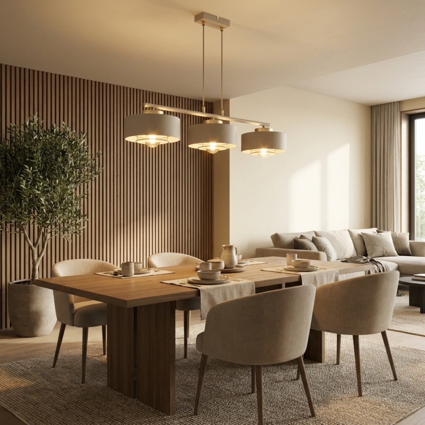 Brilagi - Pakabinamas šviestuvas ant laido 3xE27/60W/230V smėlinė/auksinė