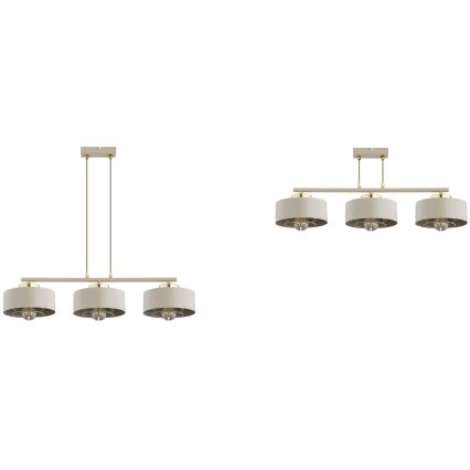 Brilagi - Pakabinamas šviestuvas ant laido 3xE27/60W/230V smėlinė/auksinė