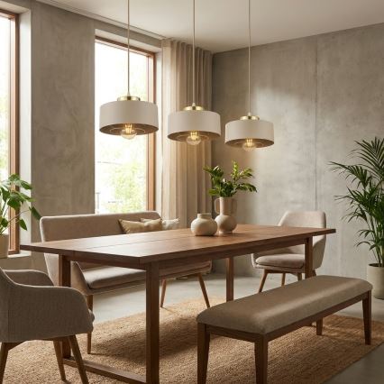 Brilagi – pakabinamas šviestuvas ant laido, 3xE27/60W/230V, smėlio spalvos/auksinis