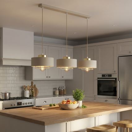 Brilagi – pakabinamas šviestuvas ant laido, 3xE27/60W/230V, smėlio spalvos/auksinis