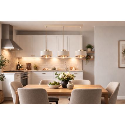 Brilagi – pakabinamas šviestuvas ant laido, 3xE27/60W/230V, smėlio spalvos/auksinis