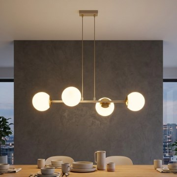 Brilagi - Pakabinamas šviestuvas ant laido 4xE27/60W/230V smėlinė/auksinė