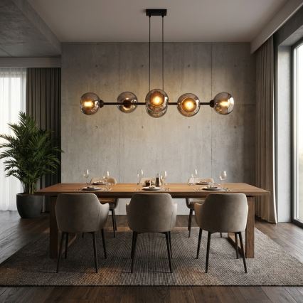 Brilagi - Pakabinamas šviestuvas ant laido 6xE27/60W/230V juoda/dūminė pilka