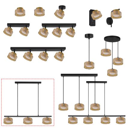 Brilagi - Pakabinamas šviestuvas ant laido AURA LUX 3xGX53/30W/230V juodas/auksinis