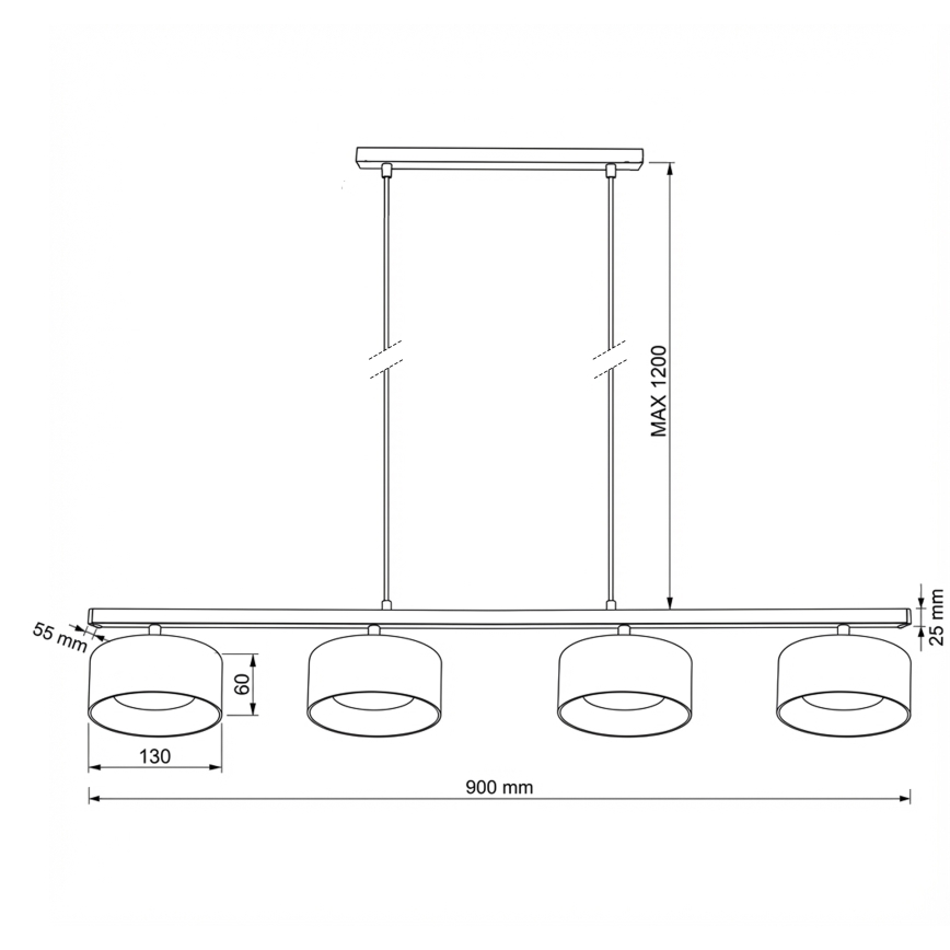 Brilagi - Pakabinamas šviestuvas ant laido AURA LUX 4xGX53/30W/230V juodas/dūminis