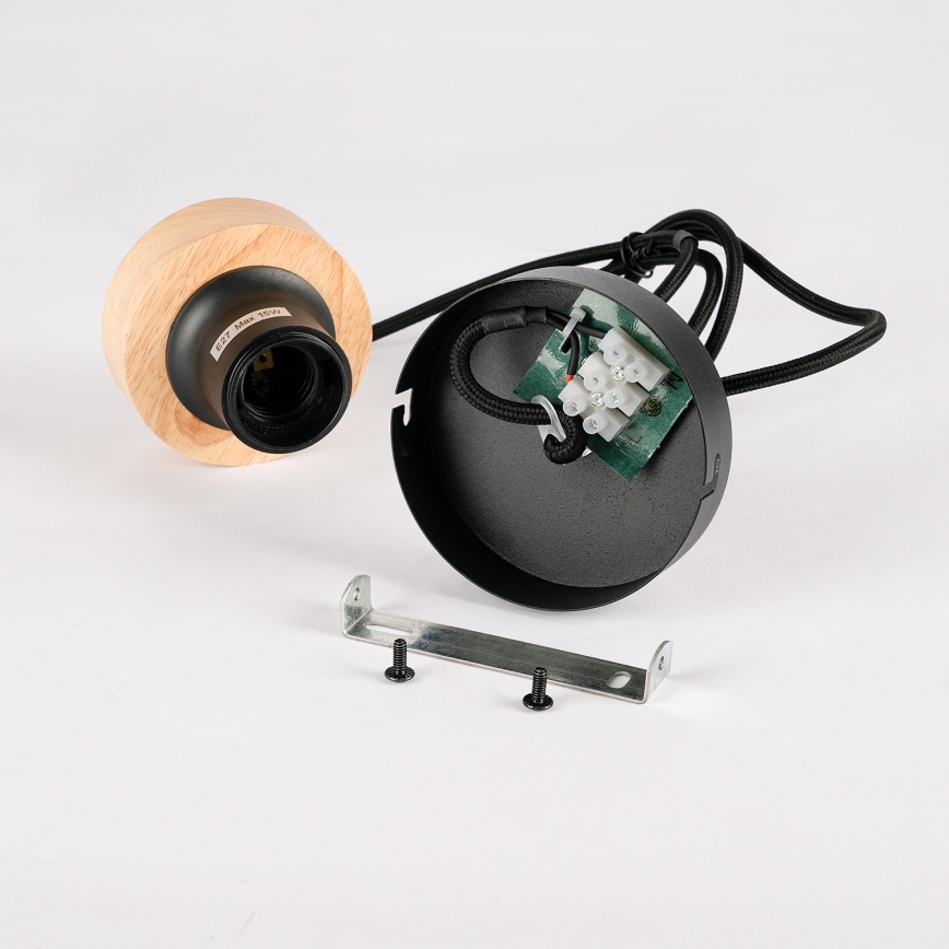 Brilagi - Pakabinamas šviestuvas ant laido BASKLITE 1xE27/15W/230V mediena/juoda