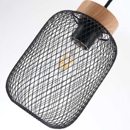 Brilagi - Pakabinamas šviestuvas ant laido BASKLITE 3xE27/15W/230V mediena/juoda