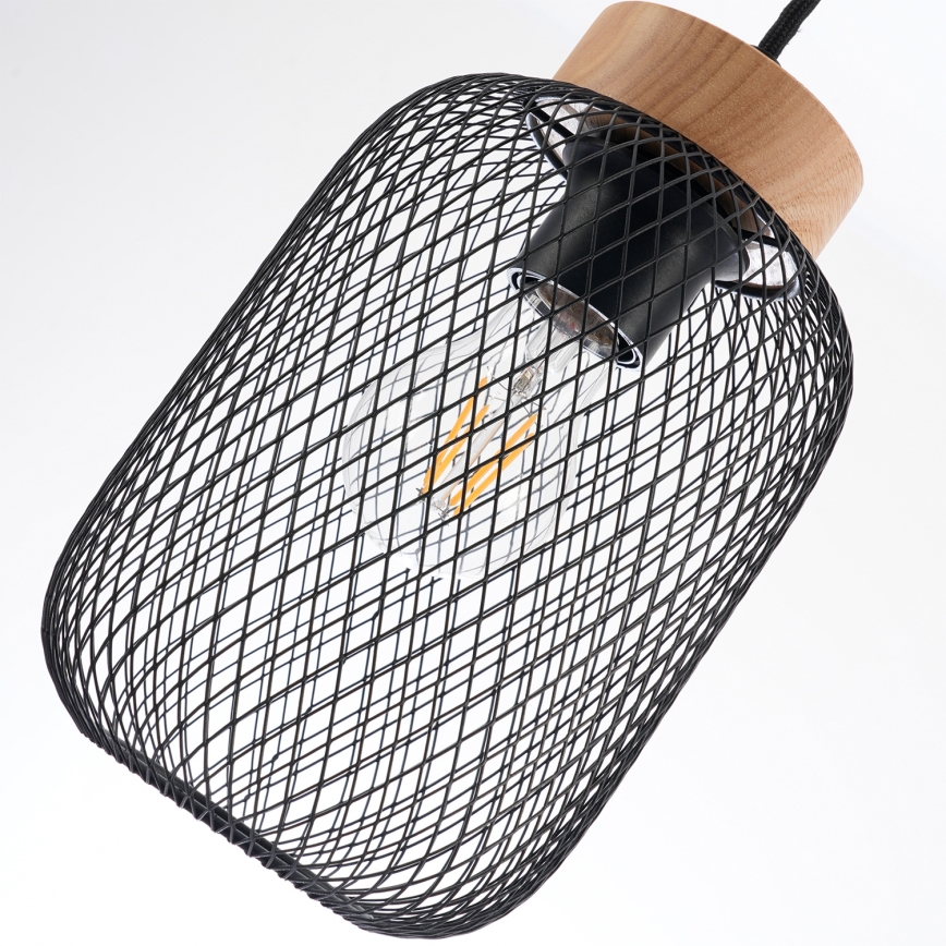 Brilagi - Pakabinamas šviestuvas ant laido BASKLITE 3xE27/15W/230V mediena/juoda