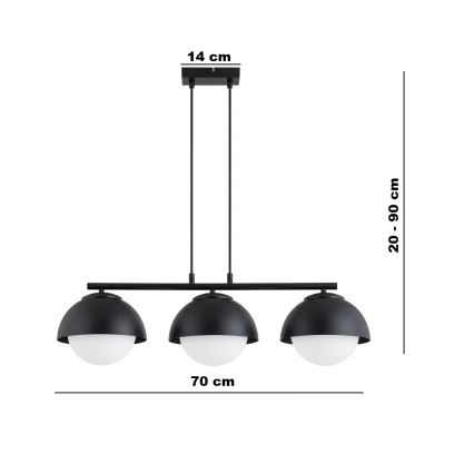 BRILAGI - Pakabinamas šviestuvas ant laido COSMO 3xE27/60W/230V juodas