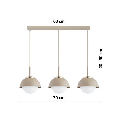 Brilagi - Pakabinamas šviestuvas ant laido COSMO 3xE27/60W/230V smėlinis/auksinis