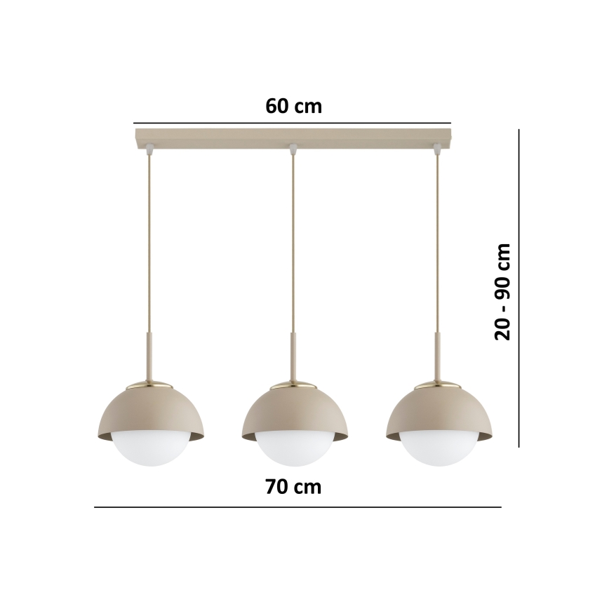Brilagi - Pakabinamas šviestuvas ant laido COSMO 3xE27/60W/230V smėlinis/auksinis