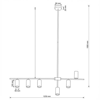 Brilagi - Pakabinamas šviestuvas ant laido CRANE 6xGU10/30W/230V juodas