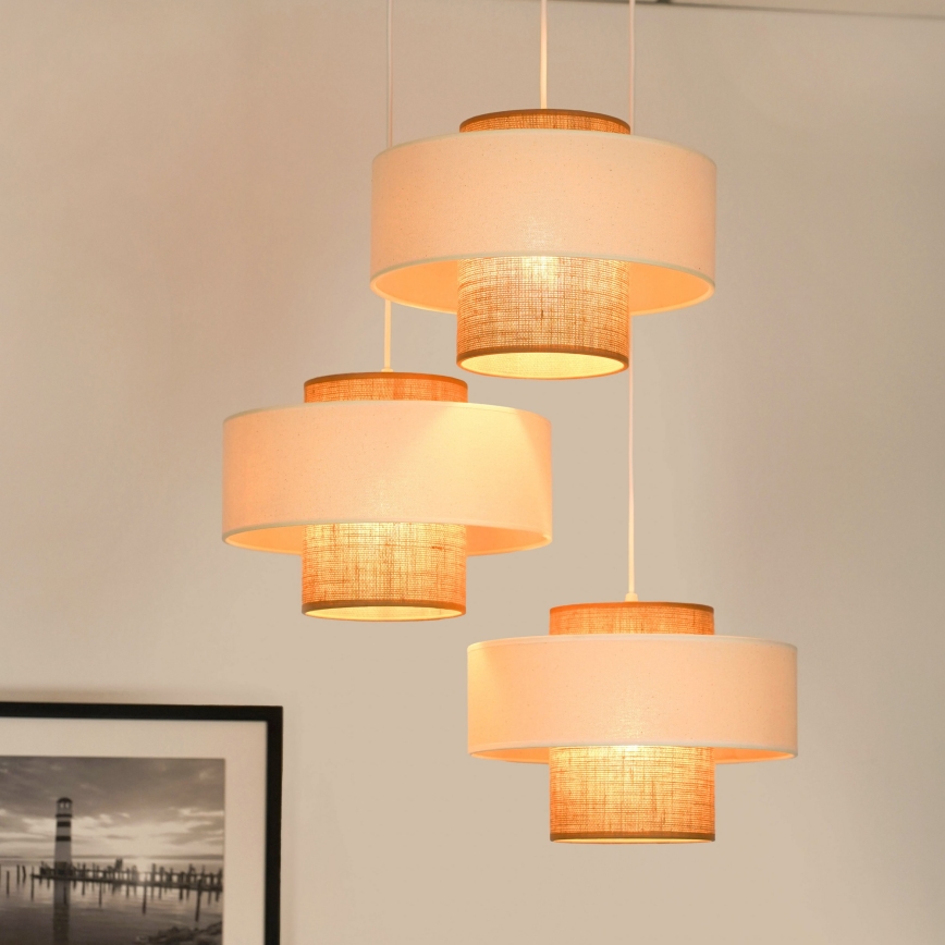 Brilagi - Pakabinamas šviestuvas ant laido DALLAS 3xE27/15W/230V ruda/kremine/balta