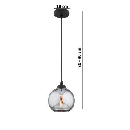 Brilagi - Pakabinamas šviestuvas ant laido DIOR 1xE27/60W/230V juoda/dūminė pilka
