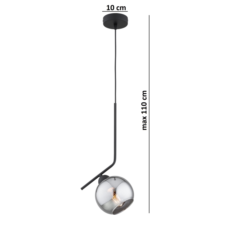 Brilagi - Pakabinamas šviestuvas ant laido DIOR 1xE27/60W/230V juoda/dūminė pilka