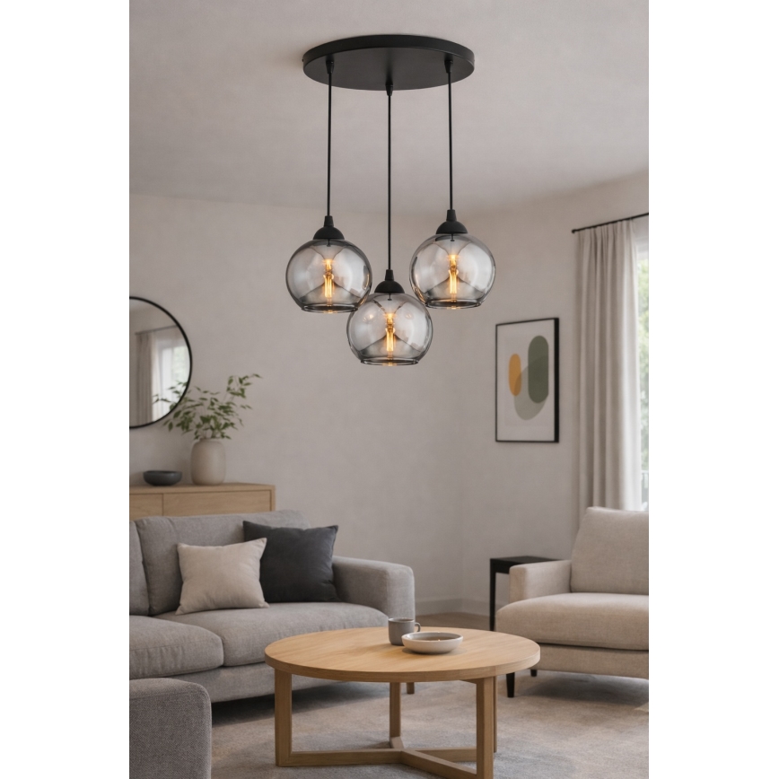 Brilagi - Pakabinamas šviestuvas ant laido DIOR 3xE27/60W/230V juoda/dūminė pilka