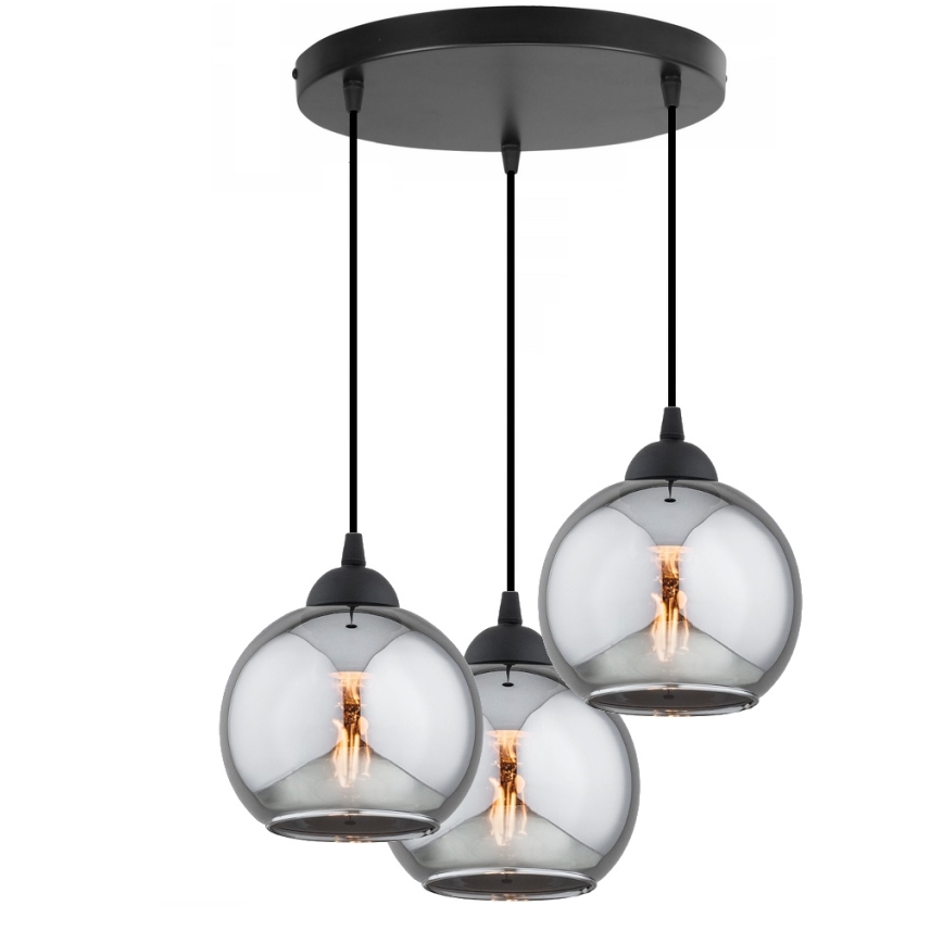 Brilagi - Pakabinamas šviestuvas ant laido DIOR 3xE27/60W/230V juoda/dūminė pilka