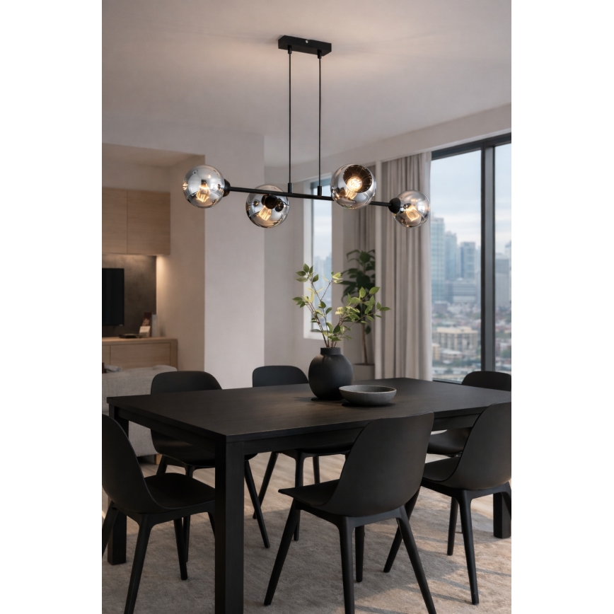 Brilagi - pakabinamas šviestuvas ant laido DIOR 4xE27/60W/230V juoda/dūminė pilka