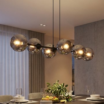 Brilagi - Pakabinamas šviestuvas ant laido DIOR 6xE27/60W/230V juoda/dūminė pilka