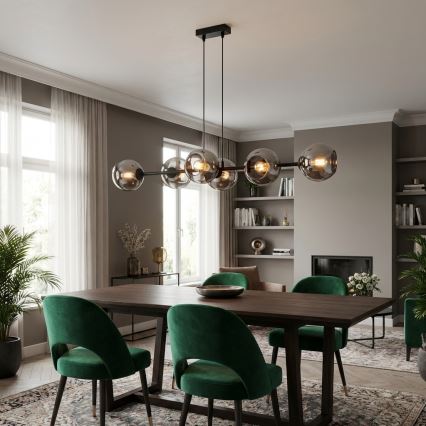 Brilagi - Pakabinamas šviestuvas ant laido DIOR 6xE27/60W/230V juoda/dūminė pilka