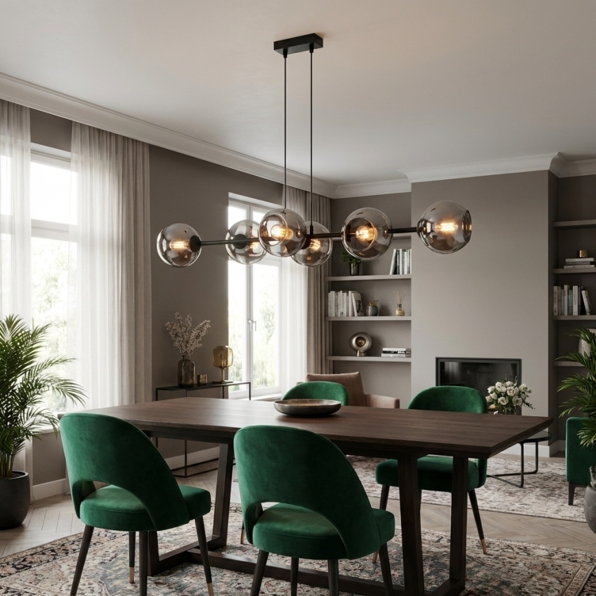 Brilagi - Pakabinamas šviestuvas ant laido DIOR 6xE27/60W/230V juoda/dūminė pilka