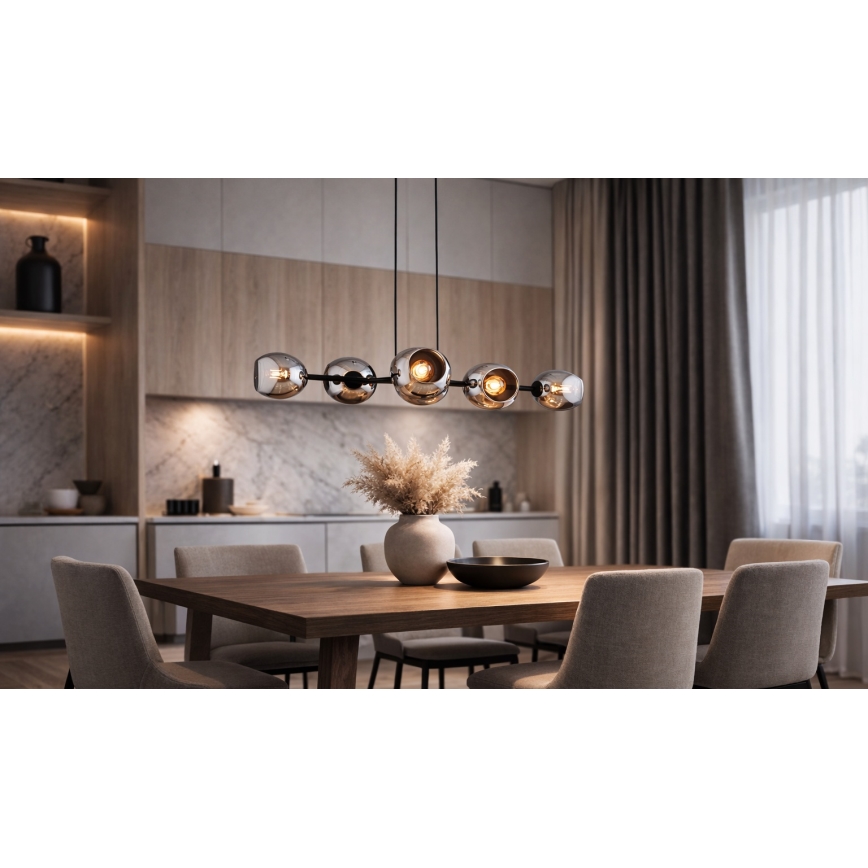 Brilagi - Pakabinamas šviestuvas ant laido DIOR 6xE27/60W/230V juoda/dūminė pilka