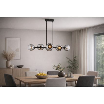 Brilagi - Pakabinamas šviestuvas ant laido DIOR 6xE27/60W/230V juoda/dūminė pilka